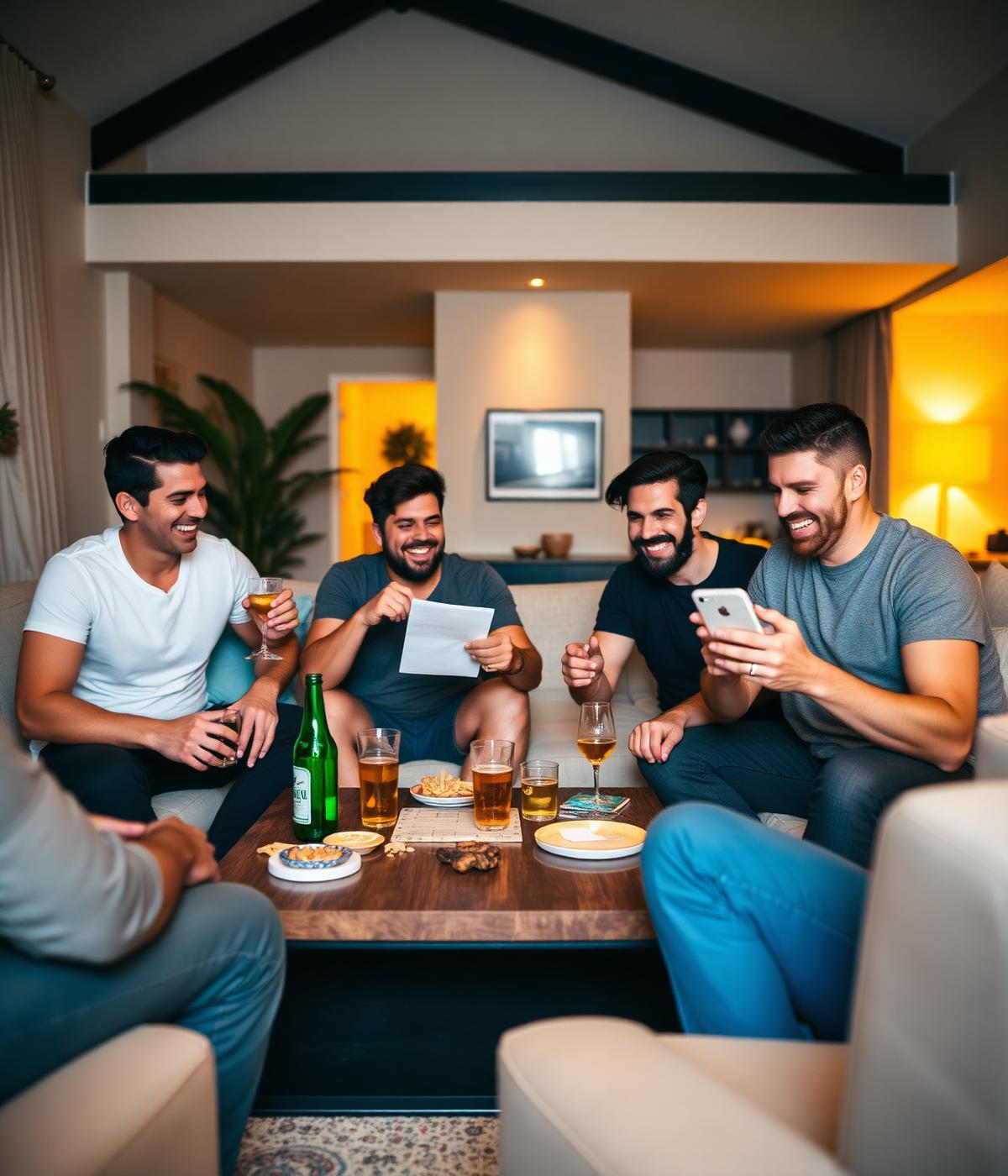 Gruppo di amici a un addio al celibato